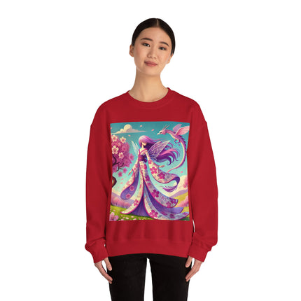 Petals in the Wind: The Kimono Fairy and the Sky Dragon Heavy Blend™ Crewneck Sweatshirt