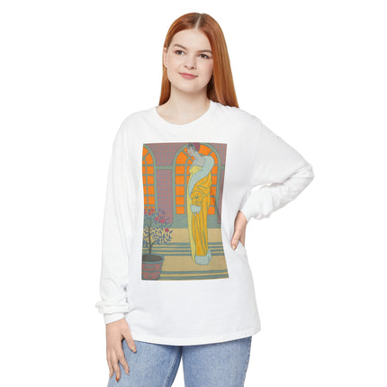 Sur Les Marches Du Jardin by Georges LePape Garment-dyed Long Sleeve T-Shirt