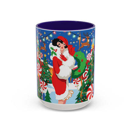 🦌🍬 The Lady Of The Peppermint Christmas Garden Colorful Mug – Colorful Art Deco Holiday Fantasy