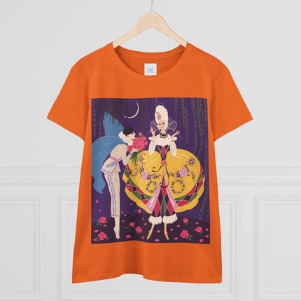 🌹🌙 The Queen Of The Midnight Roses Cotton Tee – Art Deco Garden Fantasy