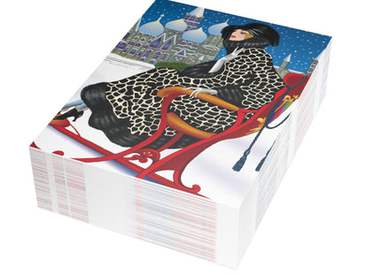 Elegant Winter Woman in Sleigh Postcard Bundles (envelopes included)