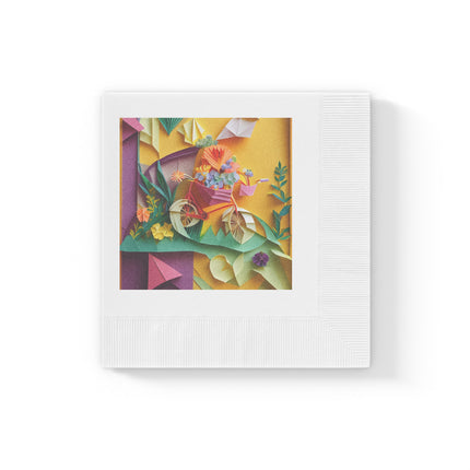 Origami Bicycle White Coined Napkins