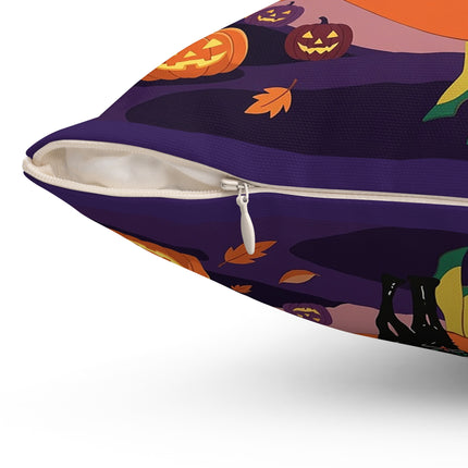 🎃🌕 The Pumpkin Moon Enchantress Square Pillow – Elegant Halloween Masquerade