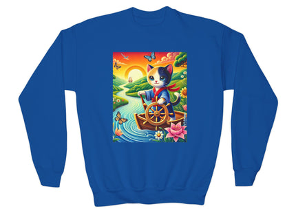 Sailor Kitten’s River Adventure Youth Crewneck Sweatshirt