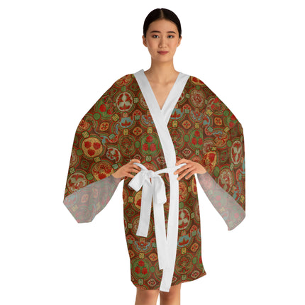 Japanese Fan Pattern by G.A. Audsley Long Sleeve Kimono Robe (AOP)
