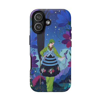 🌸🐦 The Lady Of The Midnight Bird Garden Phone Case – Art Deco Floral Fantasy