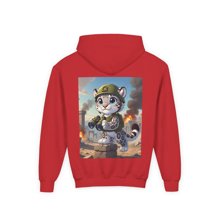 Snow Leopard Lookout Youth Hooded Sweatshirt – Adventure, Curiosity & Fearless Style
