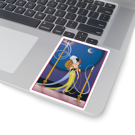 Smoke and Secrets: A Glamorous Encounter in Prohibition Era Kiss-Cut Stickers (4 Sizes)