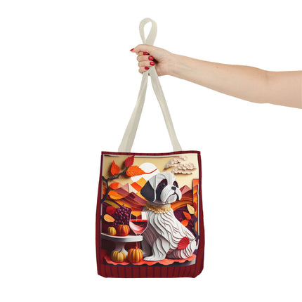 Shih Tzu at an Autumn Wine Tasting Tote Bag (AOP)