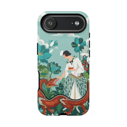 🐉🌿 The Dragon Keeper Phone Case – Art Deco Floral Fantasy