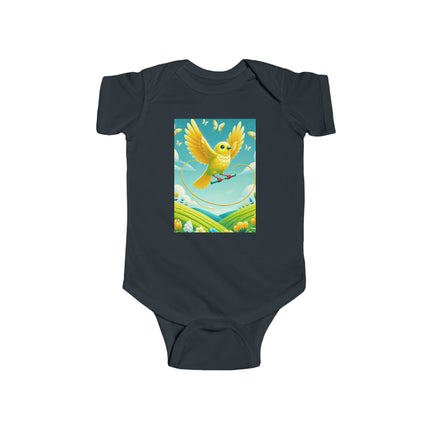 Canary Jumping Rope Baby Bodysuit – Whimsical Canary Garden Play Design
