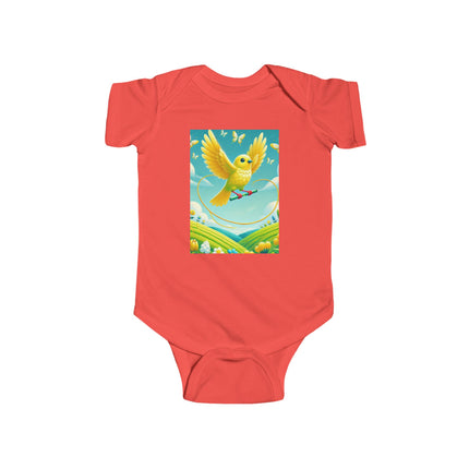 Canary Jumping Rope Baby Bodysuit – Whimsical Canary Garden Play Design