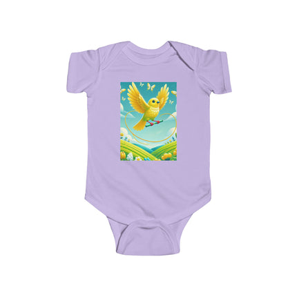 Canary Jumping Rope Baby Bodysuit – Whimsical Canary Garden Play Design