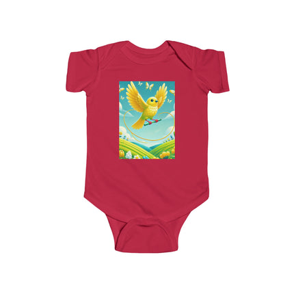 Canary Jumping Rope Baby Bodysuit – Whimsical Canary Garden Play Design