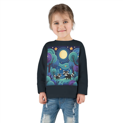 Enchanted Nighttime Raccoons Toddler Long Sleeve Tee