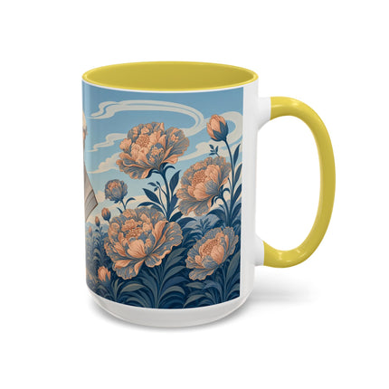 ☔🌸 The Grand Floral Journey Colorful Mug – Art Deco Travel Elegance