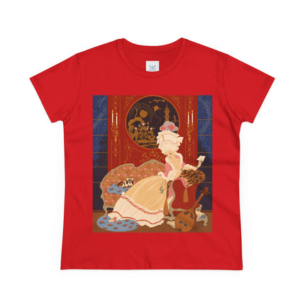 🎼🐈 The Lady Of The Midnight Salon Cotton Tee – Art Deco Fashion Illustration