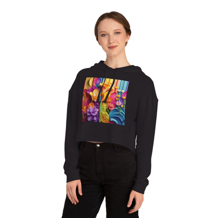The Graceful Freesia Women’s Cropped Hooded Sweatshirt