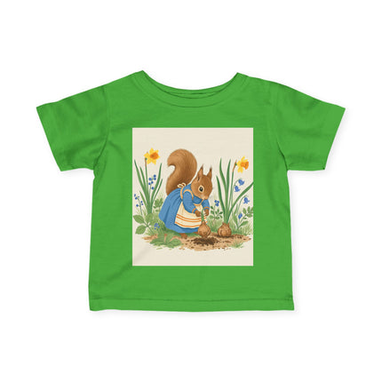 🐿️🌼 The Little Spring Garden Squirrel Infant Fine Jersey Tee – Whimsical Woodland Charm