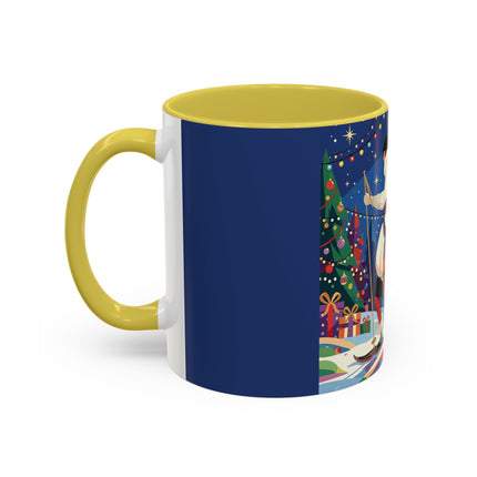 🌙🎿 The Moonlit Christmas Skier Colorful Mug – Whimsical Holiday Fantasy