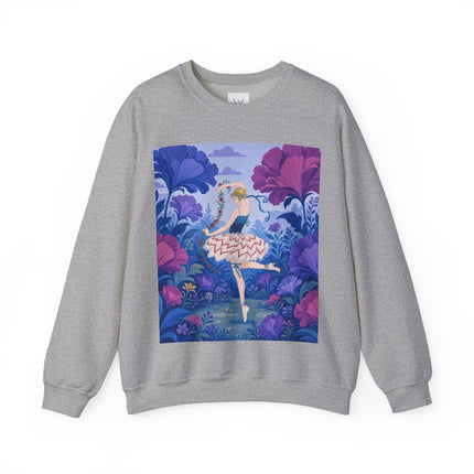🌸🩰 The Enchanted Garden Ballet Crewneck Sweatshirt – Art Deco Floral Whimsy