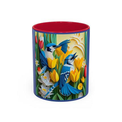 Blue Jays in a Spring Garden Colorful Mugs (11oz, 15oz)