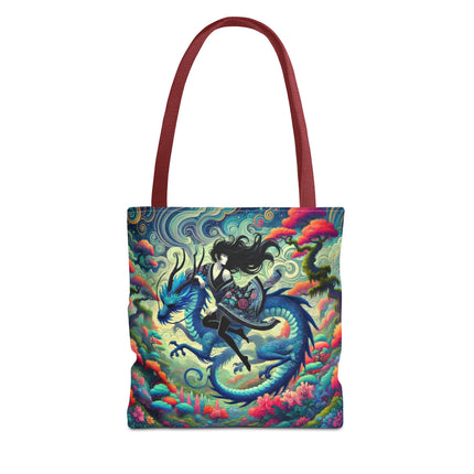 Mystic Guardian of the Sky Tote Bag – Warrior Fairy & Turquoise Dragon
