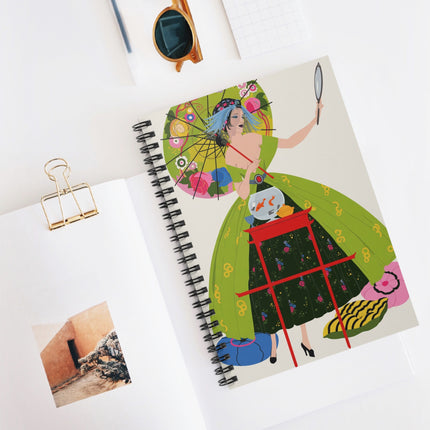 Lady with the Golden Fish Spiral Notebook – Whimsical Fashion & Playful Elegance