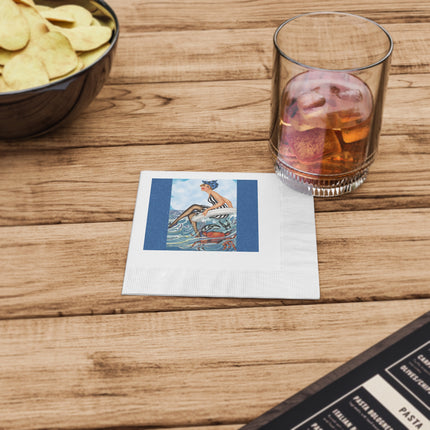 Playful Waves and Fashion Follies White Coined Napkins