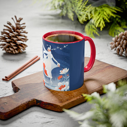 ❄️⛸️ The Winter Skater’s Flight Colorful Mug – Art Deco Floral Fantasy