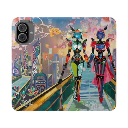 🤖🌆 Cyber Punk Robot Models Flip Case – Futuristic Fashion & Neon Elegance
