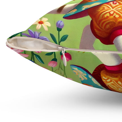Samurai Kitten Spun Polyester Square Pillow