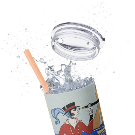 Costume de Yacht by George Barbier Skinny Tumbler with Straw, 20oz