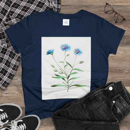 Blue Strawflower by Anselmus Boëtius de Boodt Women's Midweight Cotton Tee