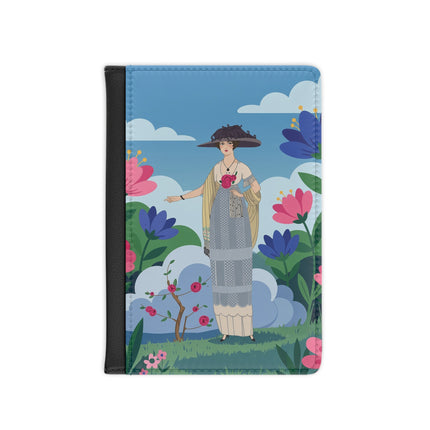 🌸🎩 The Lady Of The Grand Flower Garden Passport Cover – Art Deco Fashion Illustration