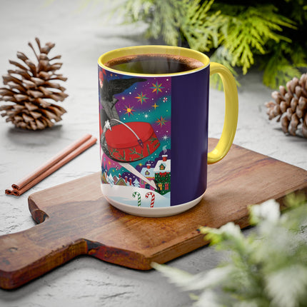 🎁✨ The Lady Of The Christmas Hatbox Colorful Mug – Art Deco Holiday Fantasy
