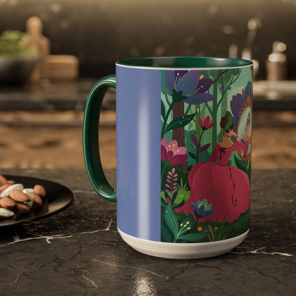 The Lady Of The Enchanted Mirror Colorful Mugs – Art Deco Botanical Elegance