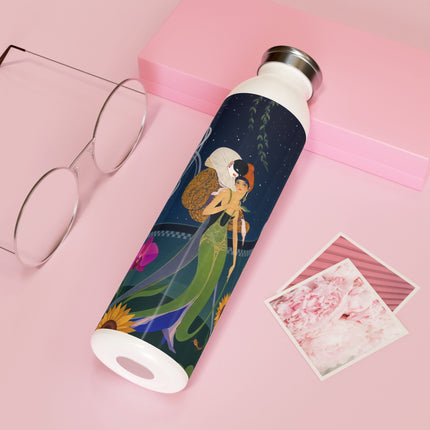 🌙🌺 The Enchanted Midnight Garden Masquerade Slim Water Bottle – Art Deco Floral Fantasy