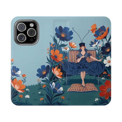 🌺🎩 The Lady Of The Grand Flower Garden Flip Case – Art Deco Floral Fantasy