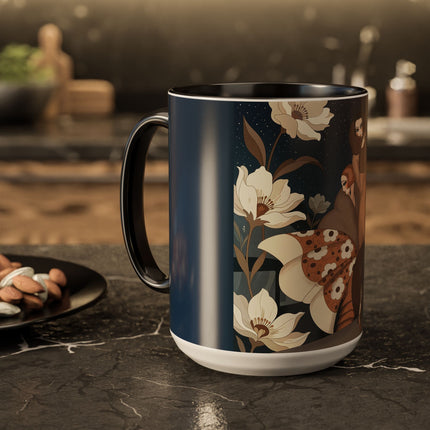 🌸✨ The Midnight Magnolia Masquerade Colorful Mug – Art Deco Nocturne