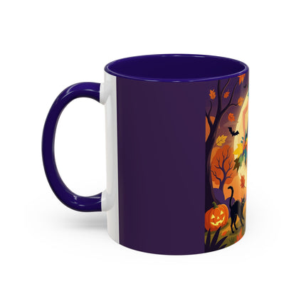 🌕🍂 Autumn Song Beneath The Harvest Moon Colorful Mug – Whimsical Halloween Charm