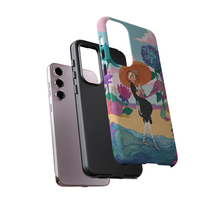 🌊☂️ The Lady Of The Flowered Seashore Phone Case – Art Deco Seaside Fashion