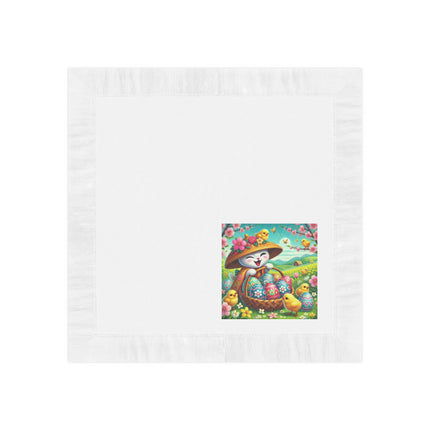 Geisha Kitten’s Easter Delight White Coined Napkins