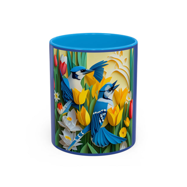 Blue Jays in a Spring Garden Colorful Mugs (11oz, 15oz)