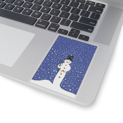 Snowman in Falling Snow Kiss-Cut Stickers (4 Sizes)