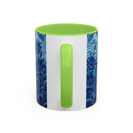 💙🌸 The Sapphire Wind Dancer Colorful Mug – Art Deco Floral Fantasy