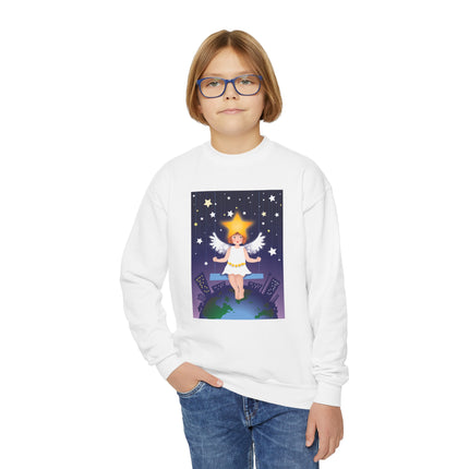 Celestial Magic Youth Crewneck Sweatshirt – Dreamy Night Sky & Angelic Wonder