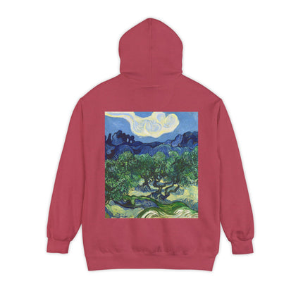 Olive Trees by Vincent Van Gogh Unisex Garment-Dyed Hoodie
