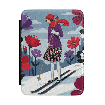 🎿❄️ The Winter Flower Skier Kindle Case – Art Deco Alpine Fantasy