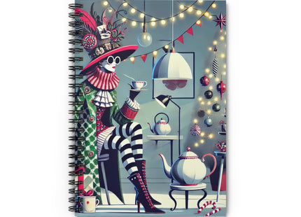 Whimsical Christmas Tea Party Spiral Notebook - Ruled Line